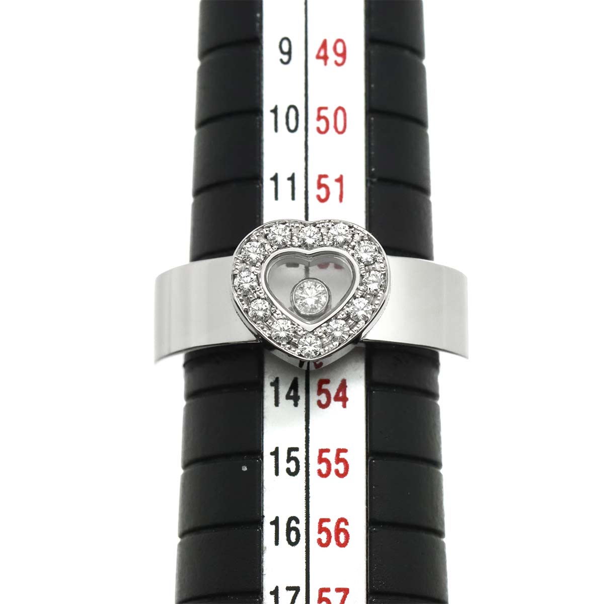 Happy Diamond Heart Ring 18K WG 750 Size6-6.25(US)