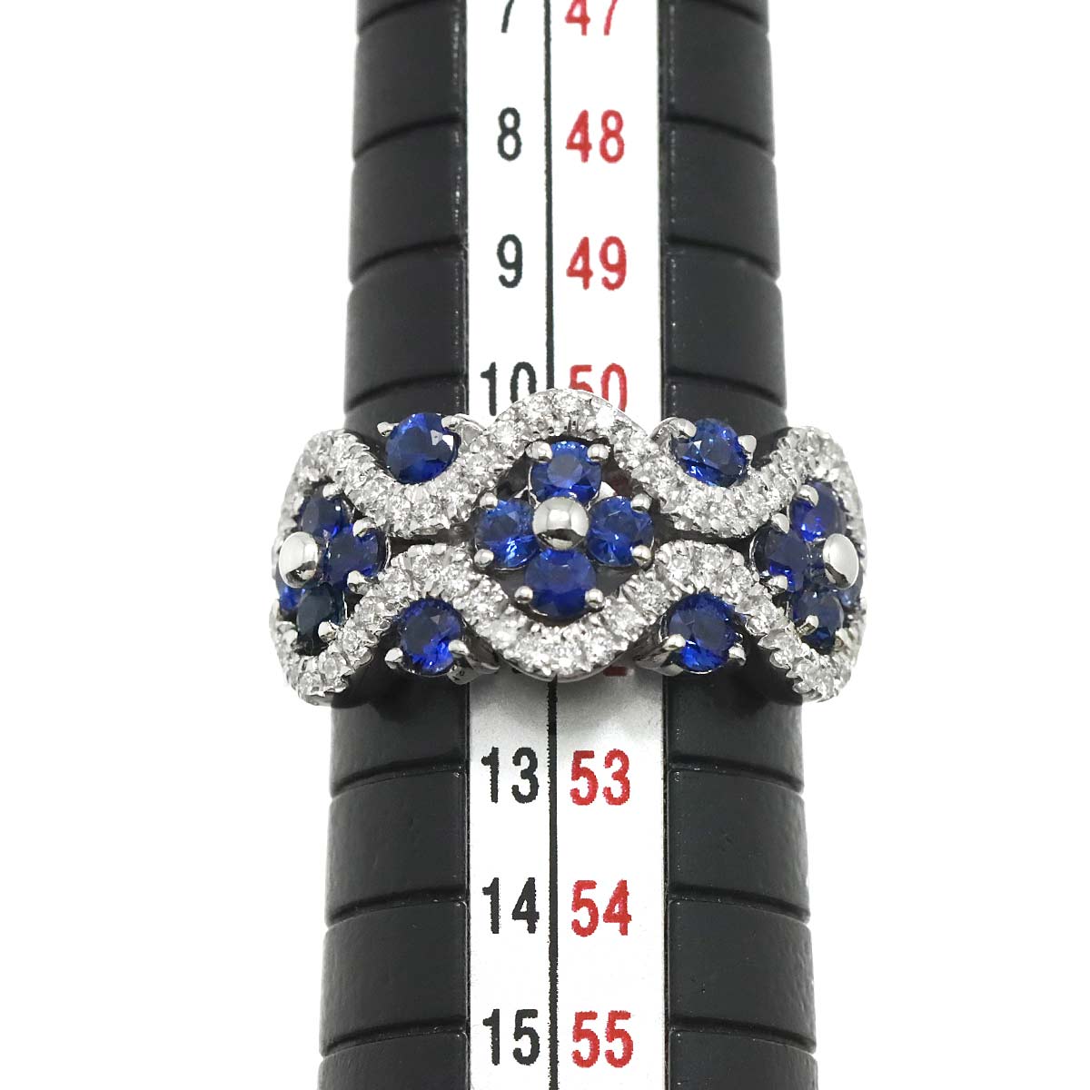 Sapphire Diamond Ring 18K WG 750 Size5.75-6(US)