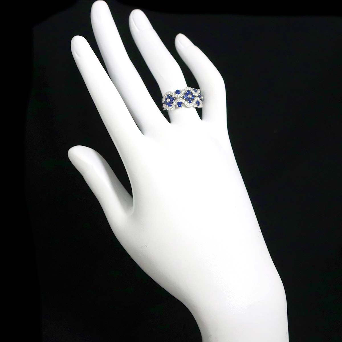 Sapphire Diamond Ring 18K WG 750 Size5.75-6(US)