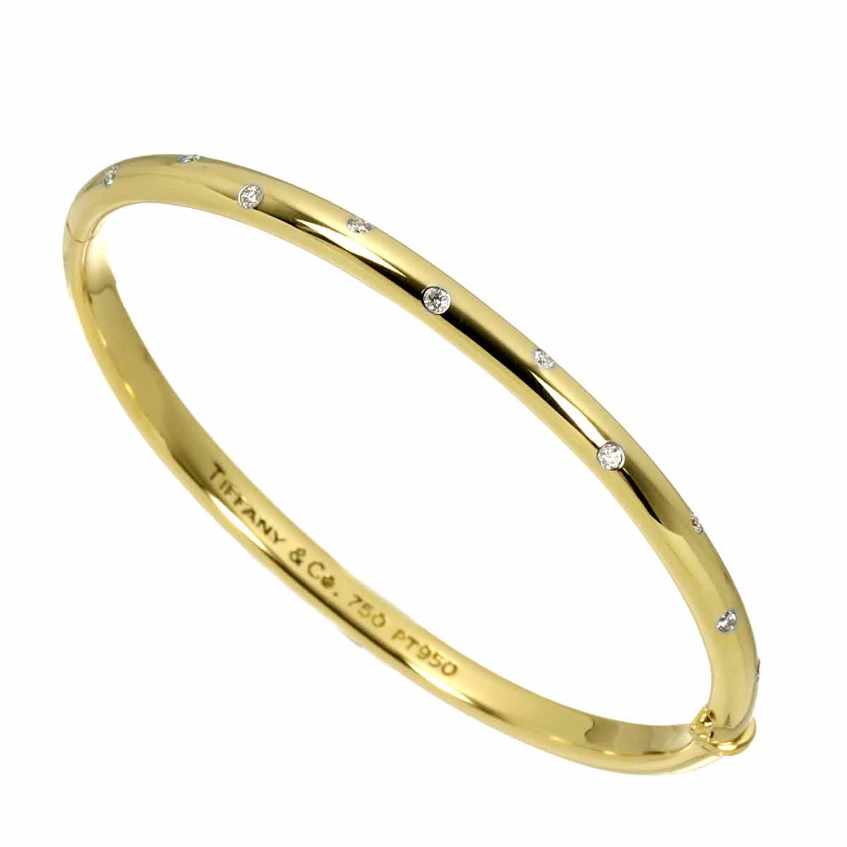 Dots Diamond Bangle Bracelet 18K YG 750 Pt