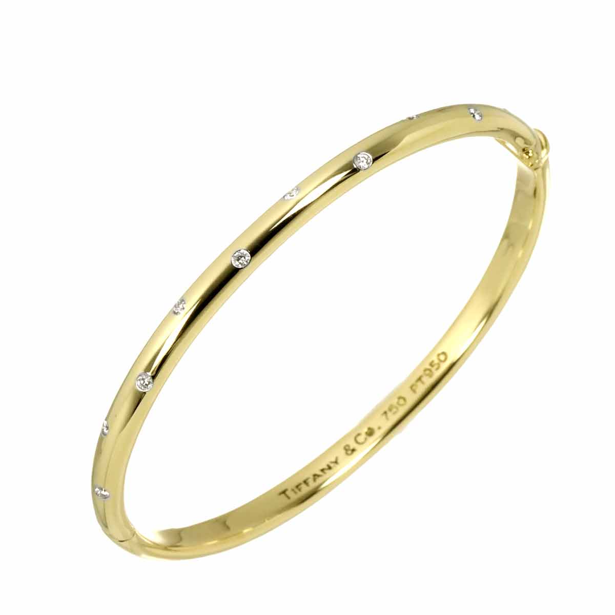 Dots Diamond Bangle Bracelet 18K YG 750 Pt