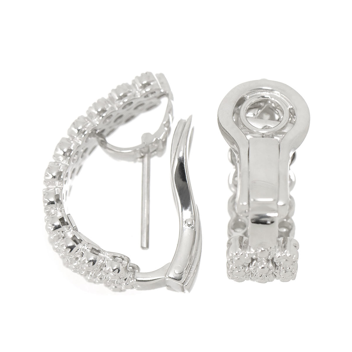 Diamond 0.37ct/0.37ct Earrings Pierced Clip on 18K K18 WG 750