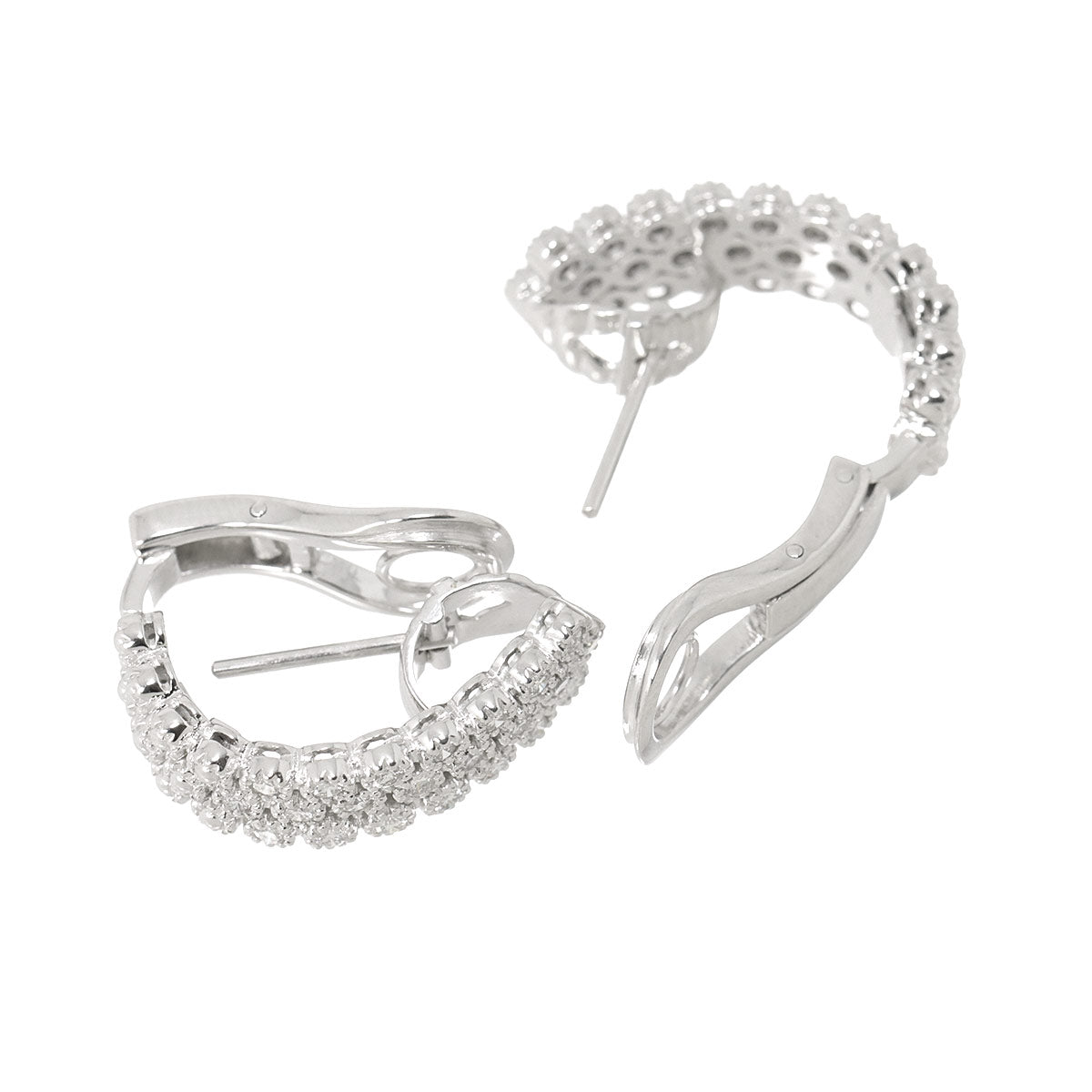 Diamond 0.37ct/0.37ct Earrings Pierced Clip on 18K K18 WG 750