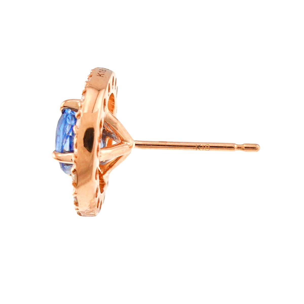 Sapphire 1.08ct/1.05c Diamond 0.28ct/0.28ct Earrings Pierced 18K PG 750