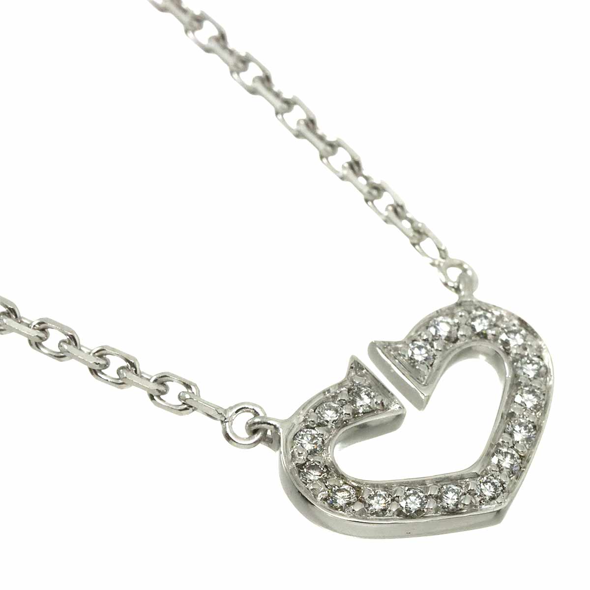 C Heart Diamond Necklace 18K White Gold 750