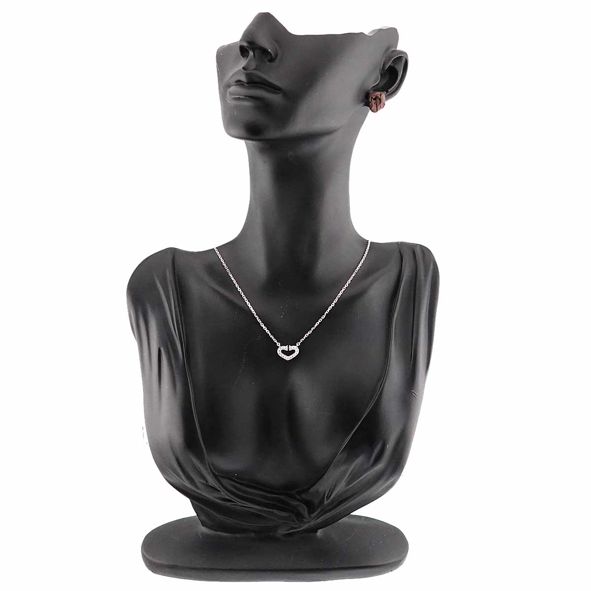 C Heart Diamond Necklace 18K White Gold 750