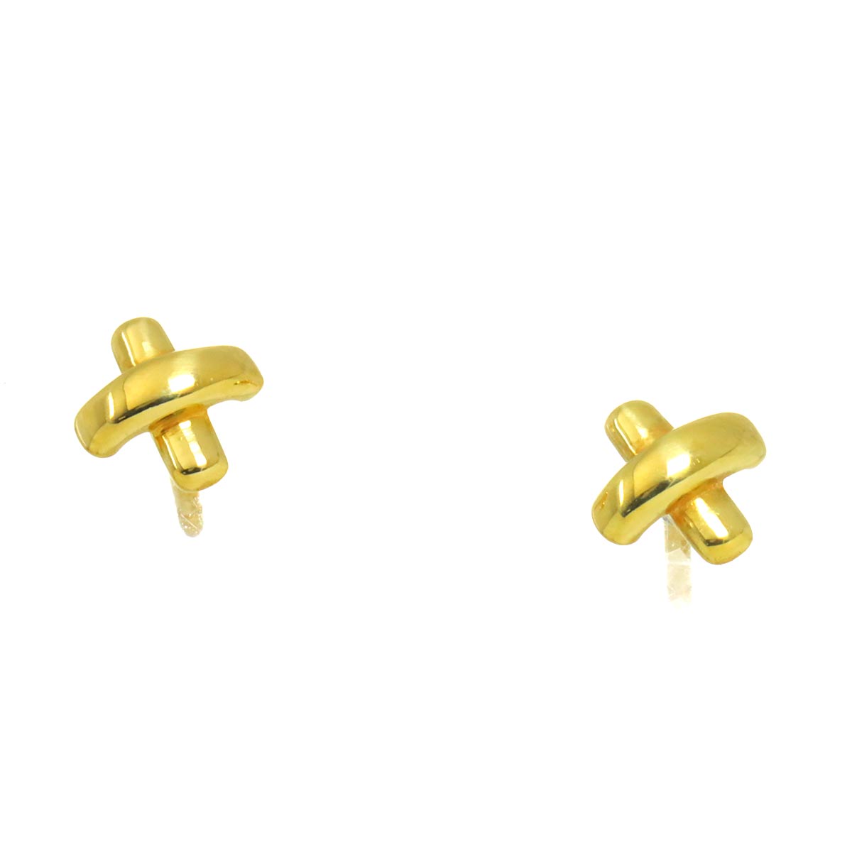 Cross stitch Earrings Pierced 18K Yellow Gold 750