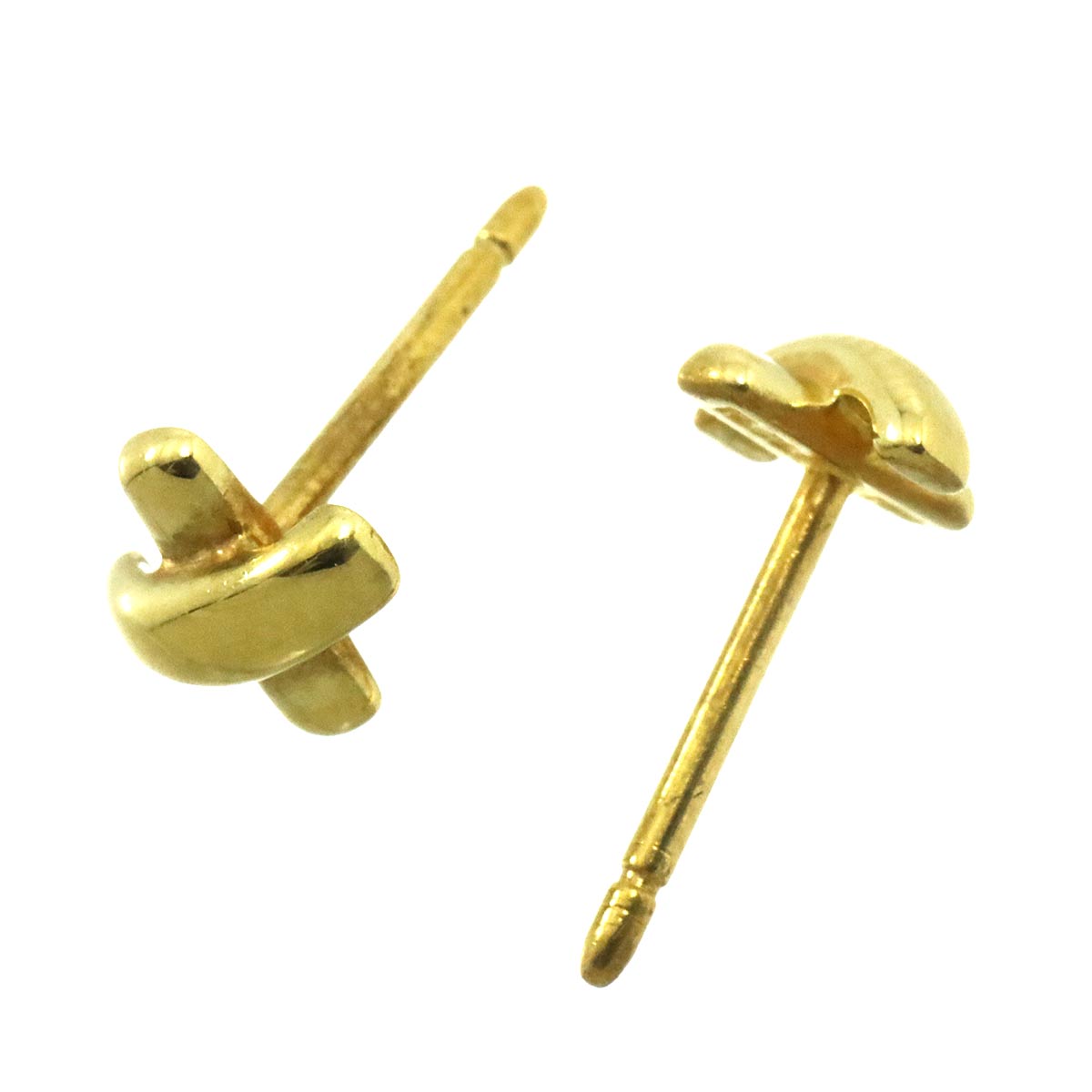 Cross stitch Earrings Pierced 18K Yellow Gold 750