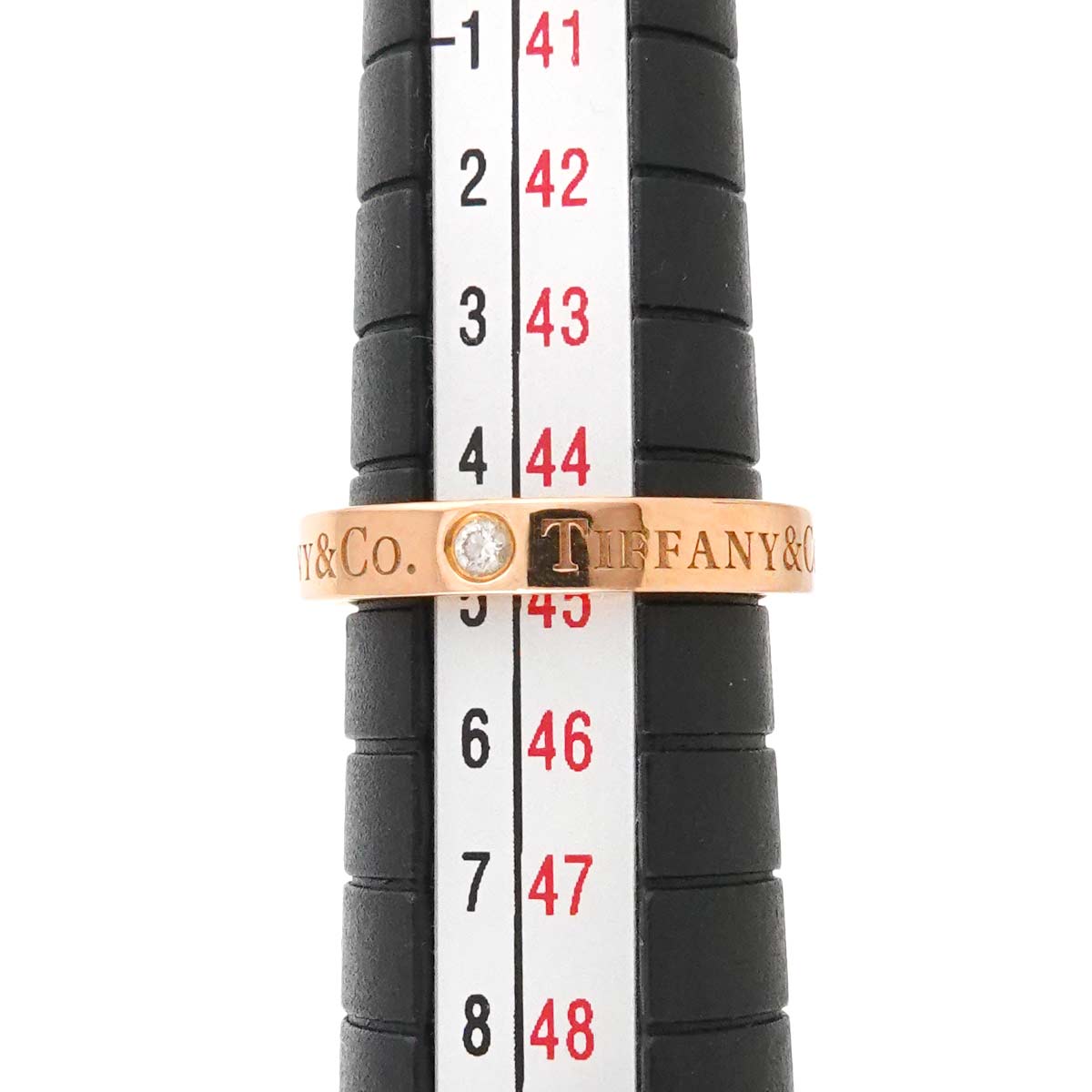 Diamond 3P band Ring 18K Pink Gold 750 Size:3.25(US)