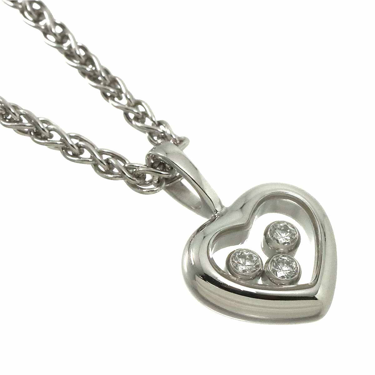 Happy Diamond Heart Necklace 18K White Gold 750