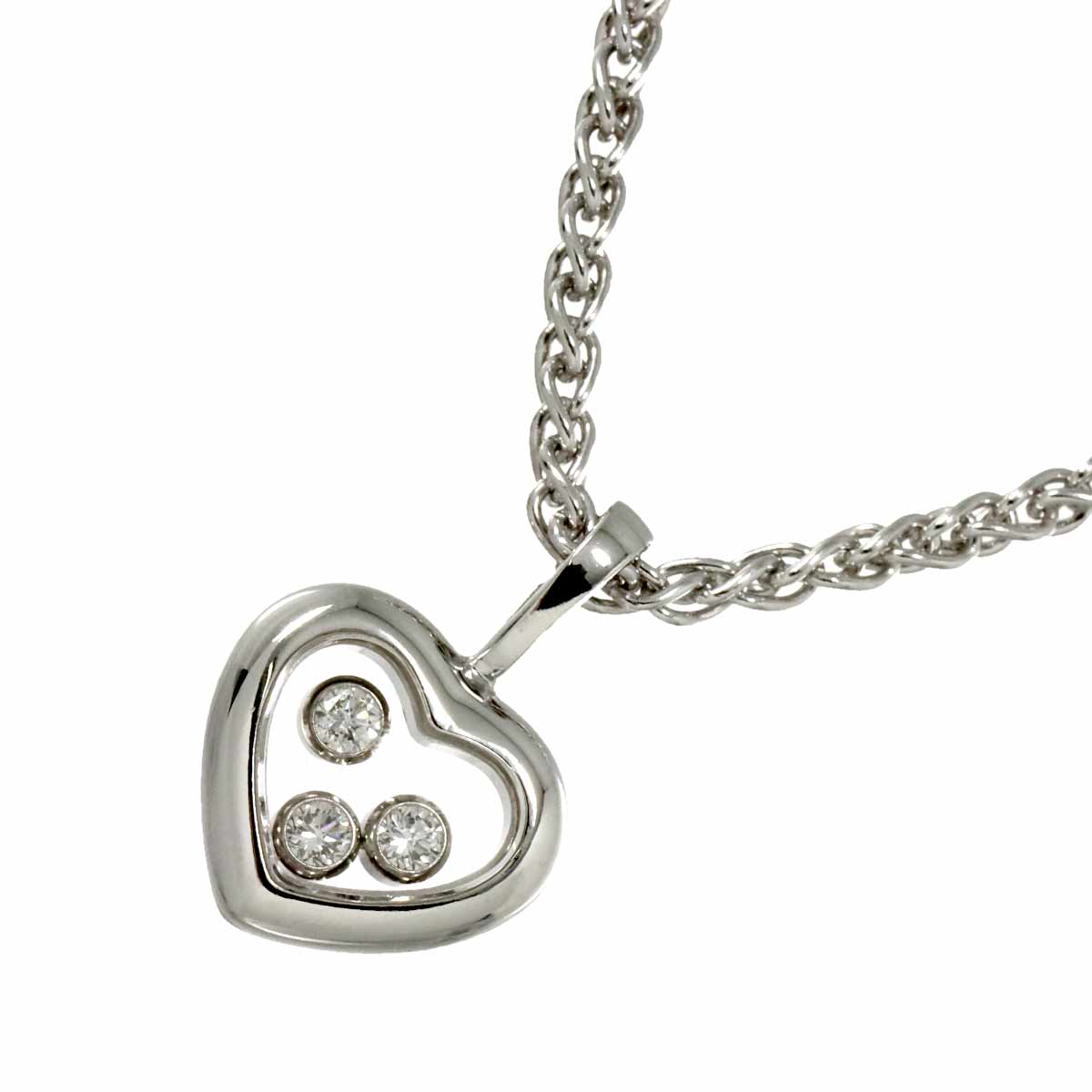 Happy Diamond Heart Necklace 18K White Gold 750