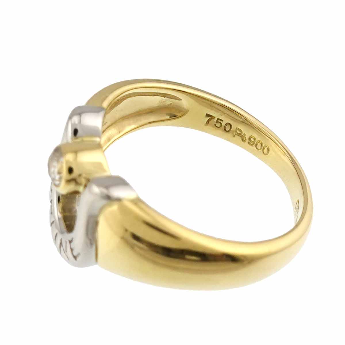 Horseshoe Diamond 0.11ct Ring 18K YG 750 Pt size4.75-5(US)