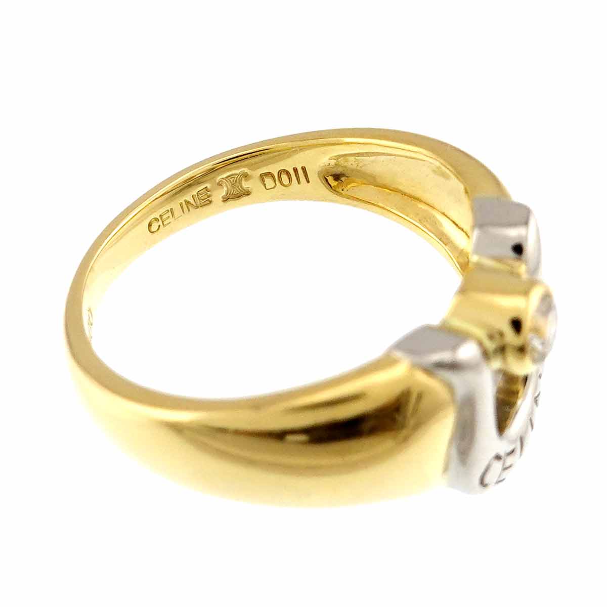 Horseshoe Diamond 0.11ct Ring 18K YG 750 Pt size4.75-5(US)