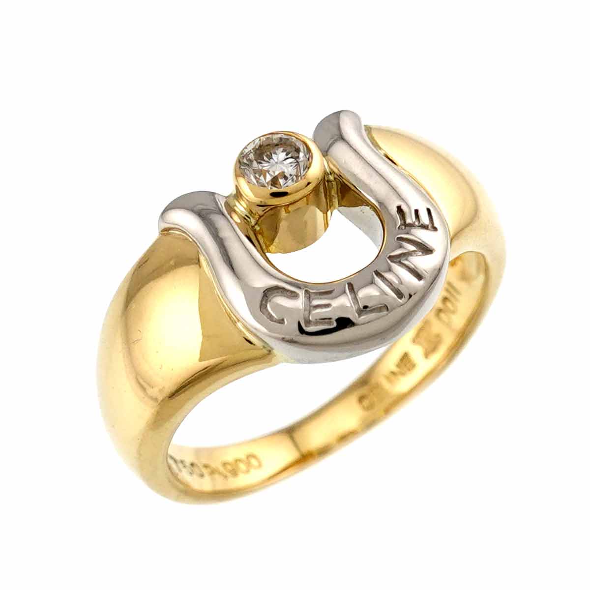 Horseshoe Diamond 0.11ct Ring 18K YG 750 Pt size4.75-5(US)