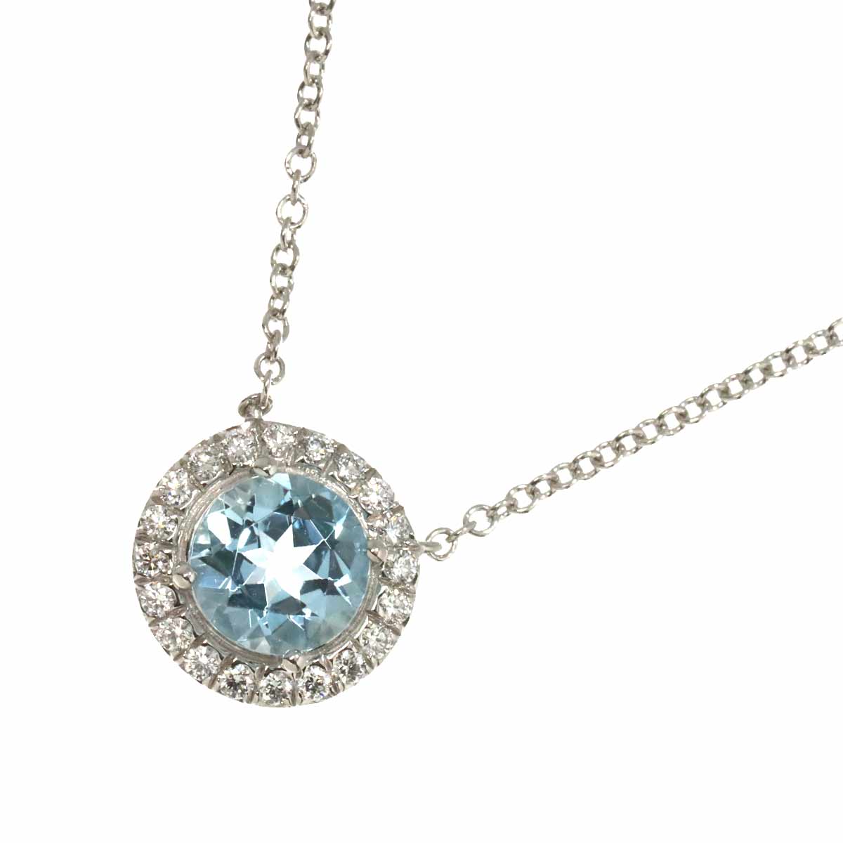 Soleste Aquamarine Diamond Necklace Platinum