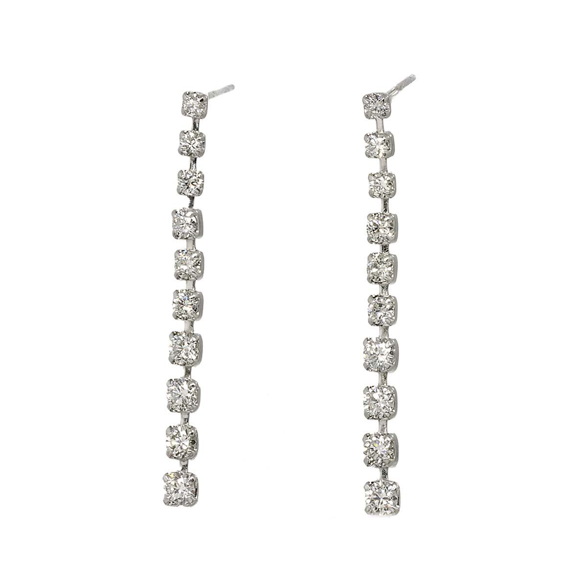 Diamond 0.50ct/0.50ct Earrings Pierced 18K K18 WG 750