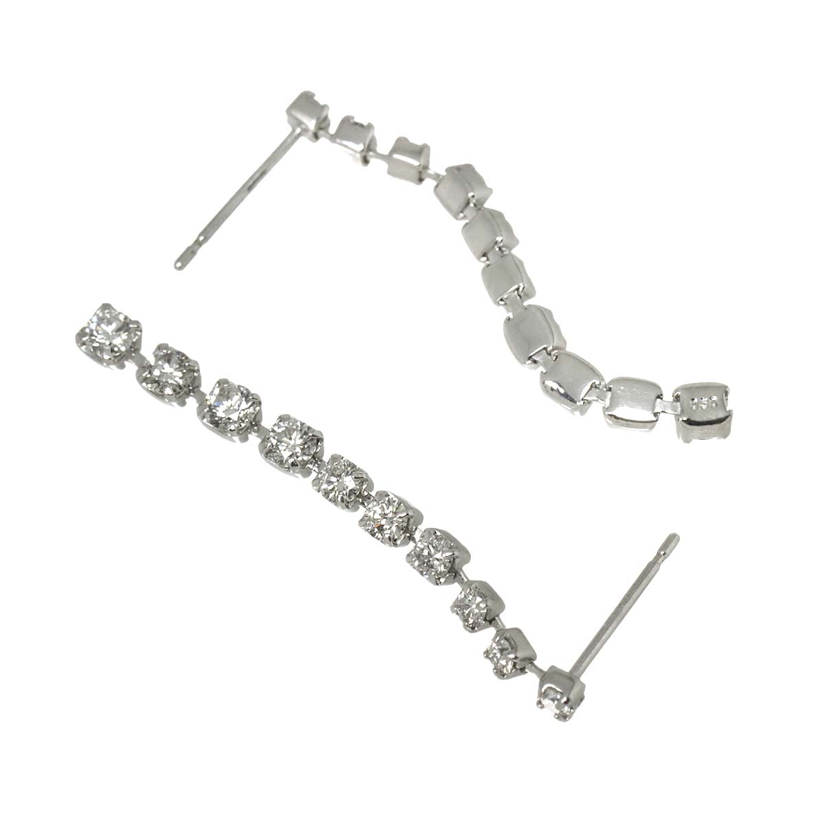 Diamond 0.50ct/0.50ct Earrings Pierced 18K K18 WG 750