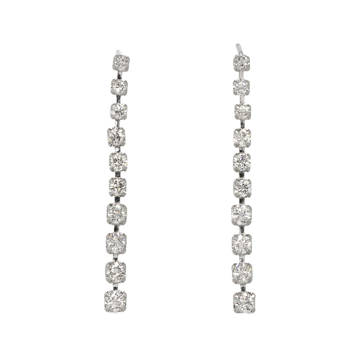 Diamond 0.50ct/0.50ct Earrings Pierced 18K K18 WG 750
