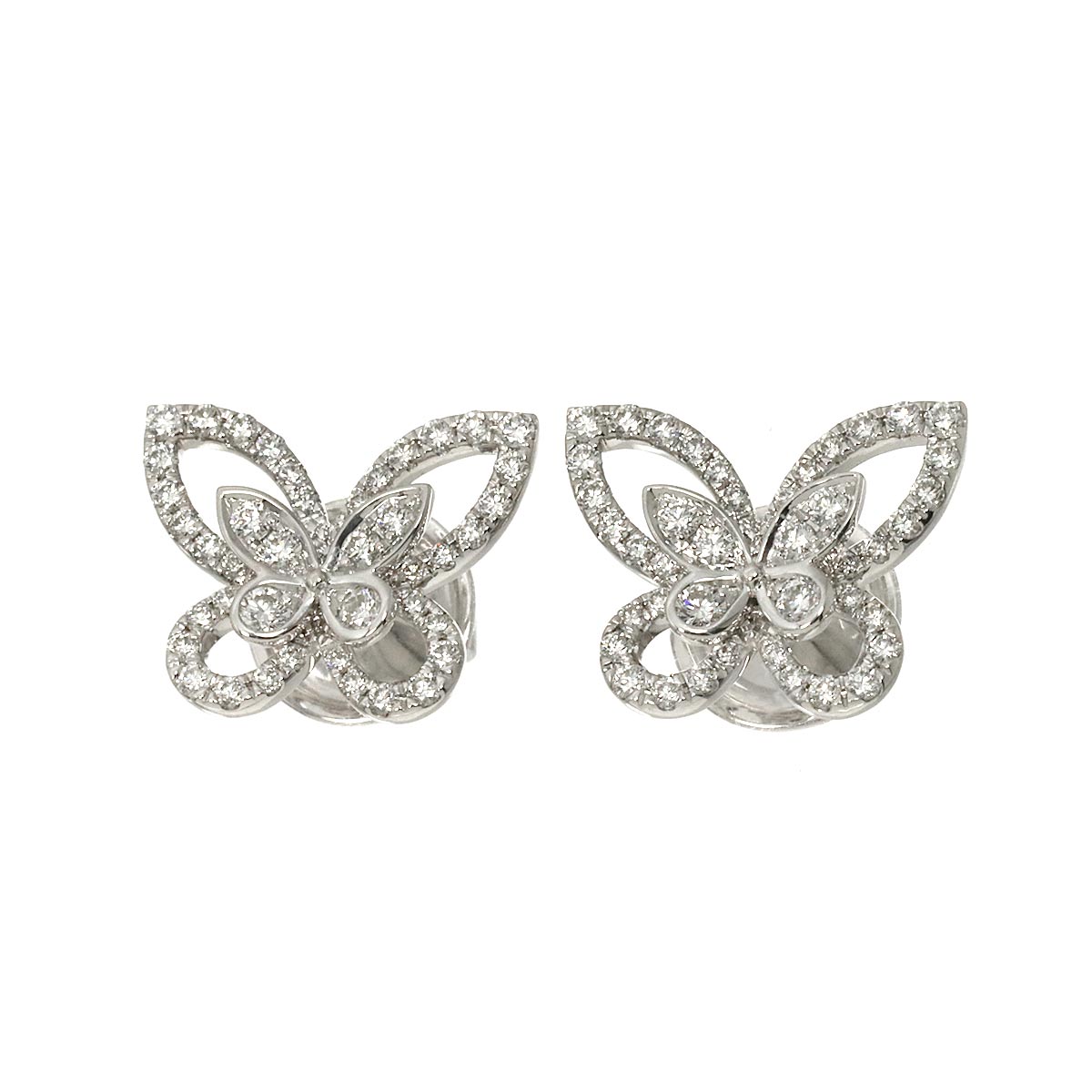 Butterfly Mini Diamond Earrings Pierced 18K WG 750