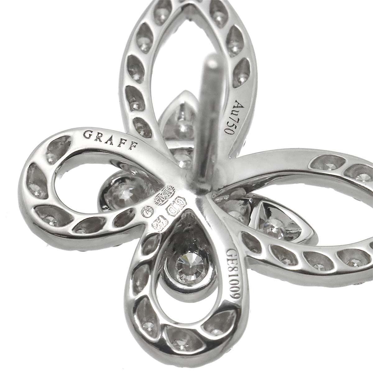Butterfly Mini Diamond Earrings Pierced 18K WG 750