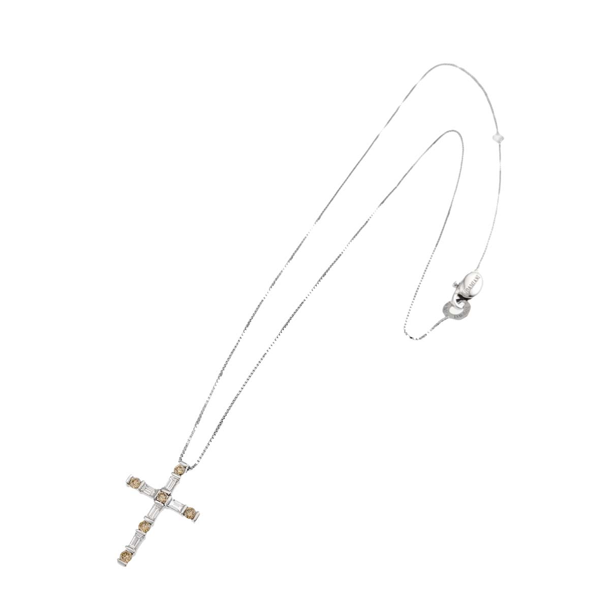 Diamond Cross Necklace 18K WG 750