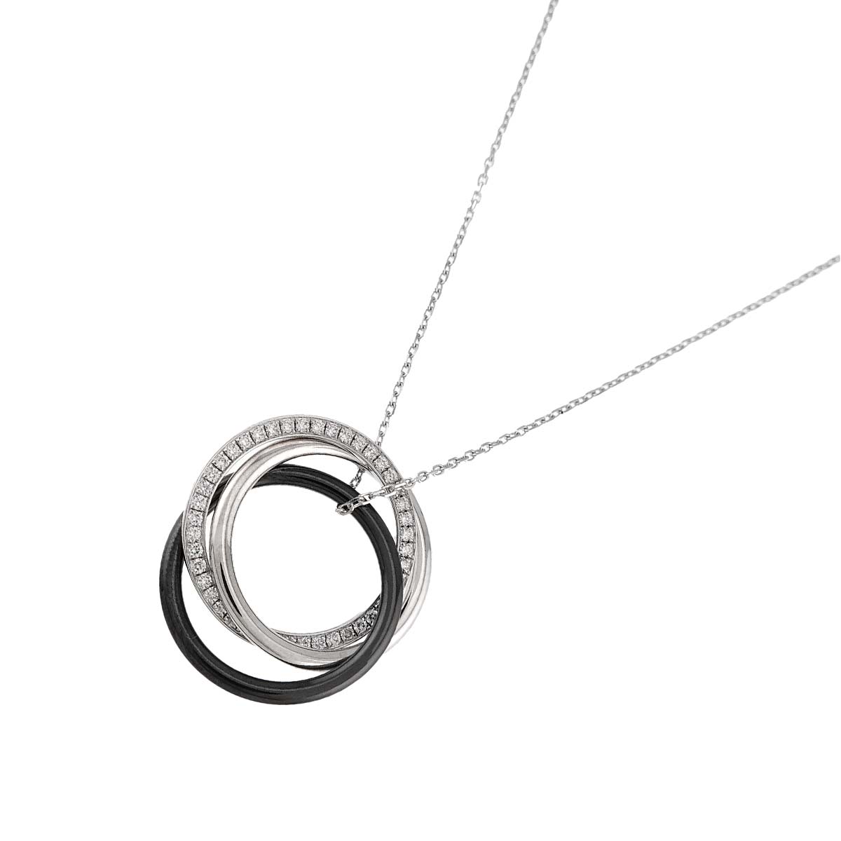 Trinity Diamond Necklace 18K WG 750 Ceramic