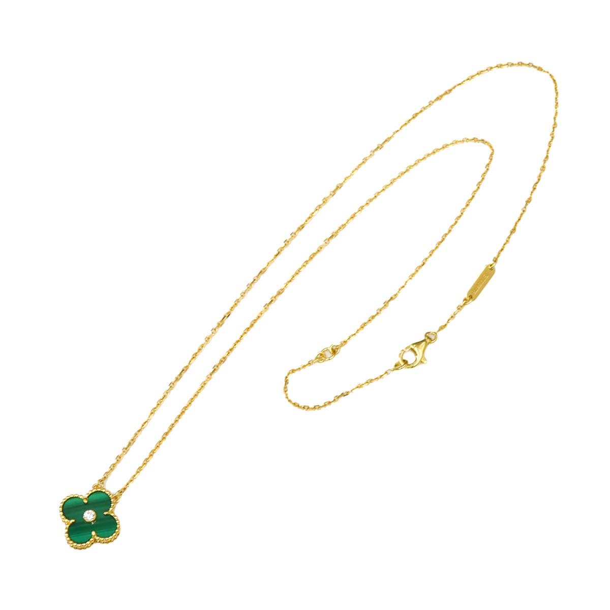 Vintage Alhambra Malachite Diamond Necklace 18K YG 750