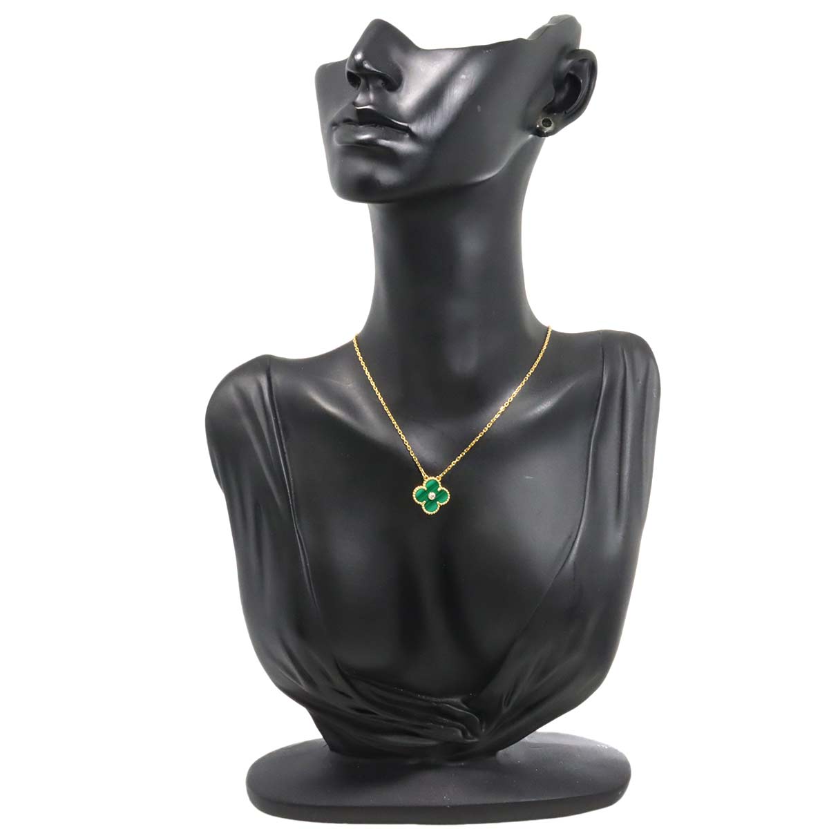 Vintage Alhambra Malachite Diamond Necklace 18K YG 750