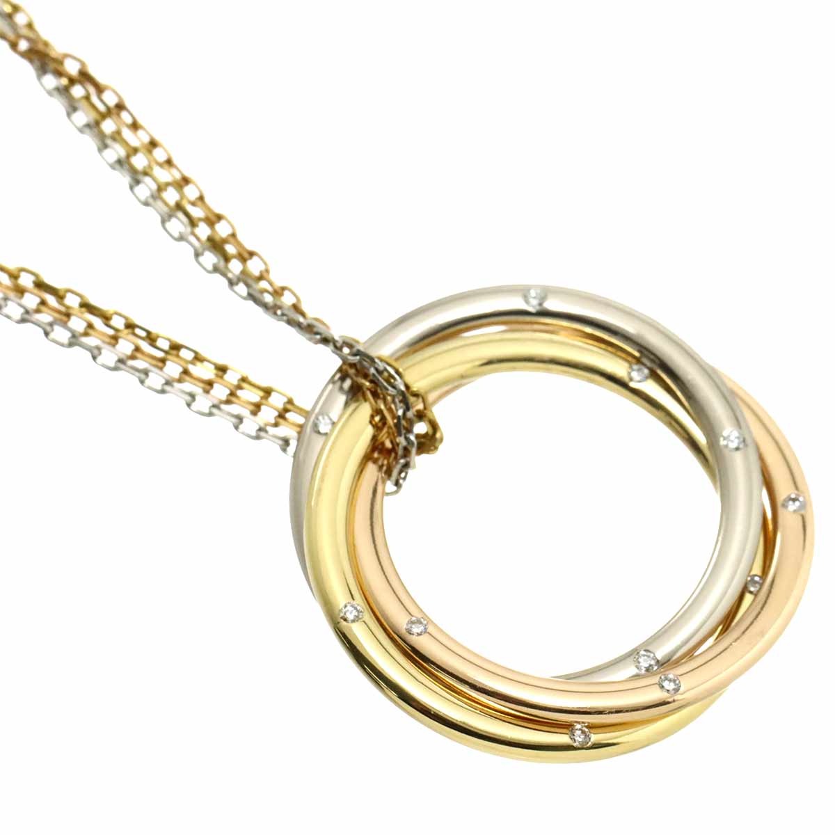 Trinity Diamond Necklace 18K YG WG PG 750