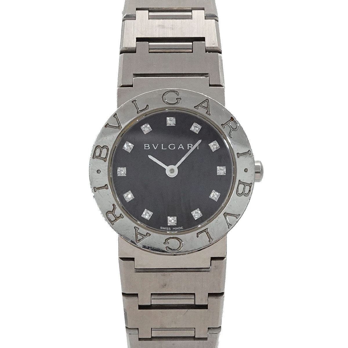 BVLGARIBVLGARI BB26SS 12P Diamond Quartz Black Dial Ladies