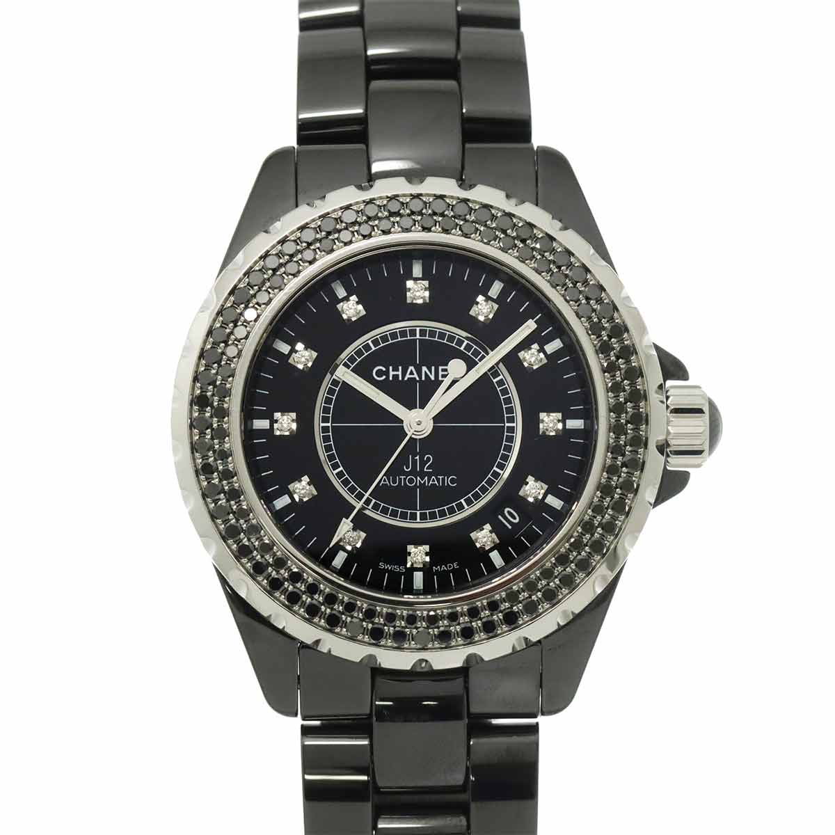 J12 H1626 38mm 12P Diamond Automatic Black Dial Mens Watch