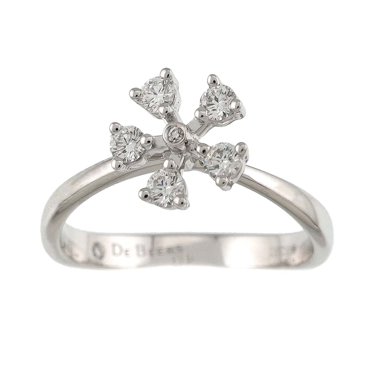 Diamond Flower Ring 18K WG 750 Size5.5-5.75(US)