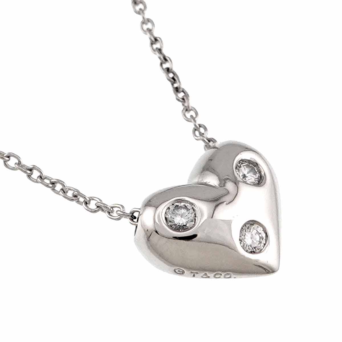Dots Diamond Heart Necklace Platinum
