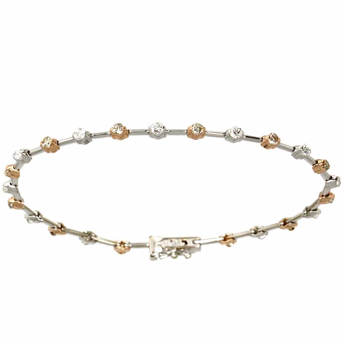 DE BEERS LINE Diamond 1.25ct Bracelet 18K WG PG 750