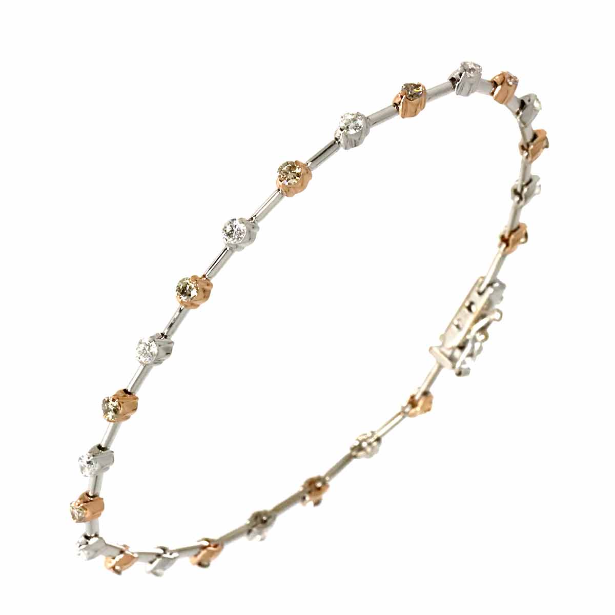 DE BEERS LINE Diamond 1.25ct Bracelet 18K WG PG 750