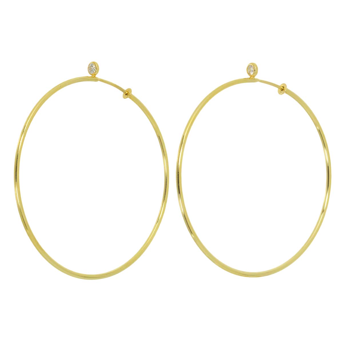 Hoop Diamond Earring Pierced 18K YG 750