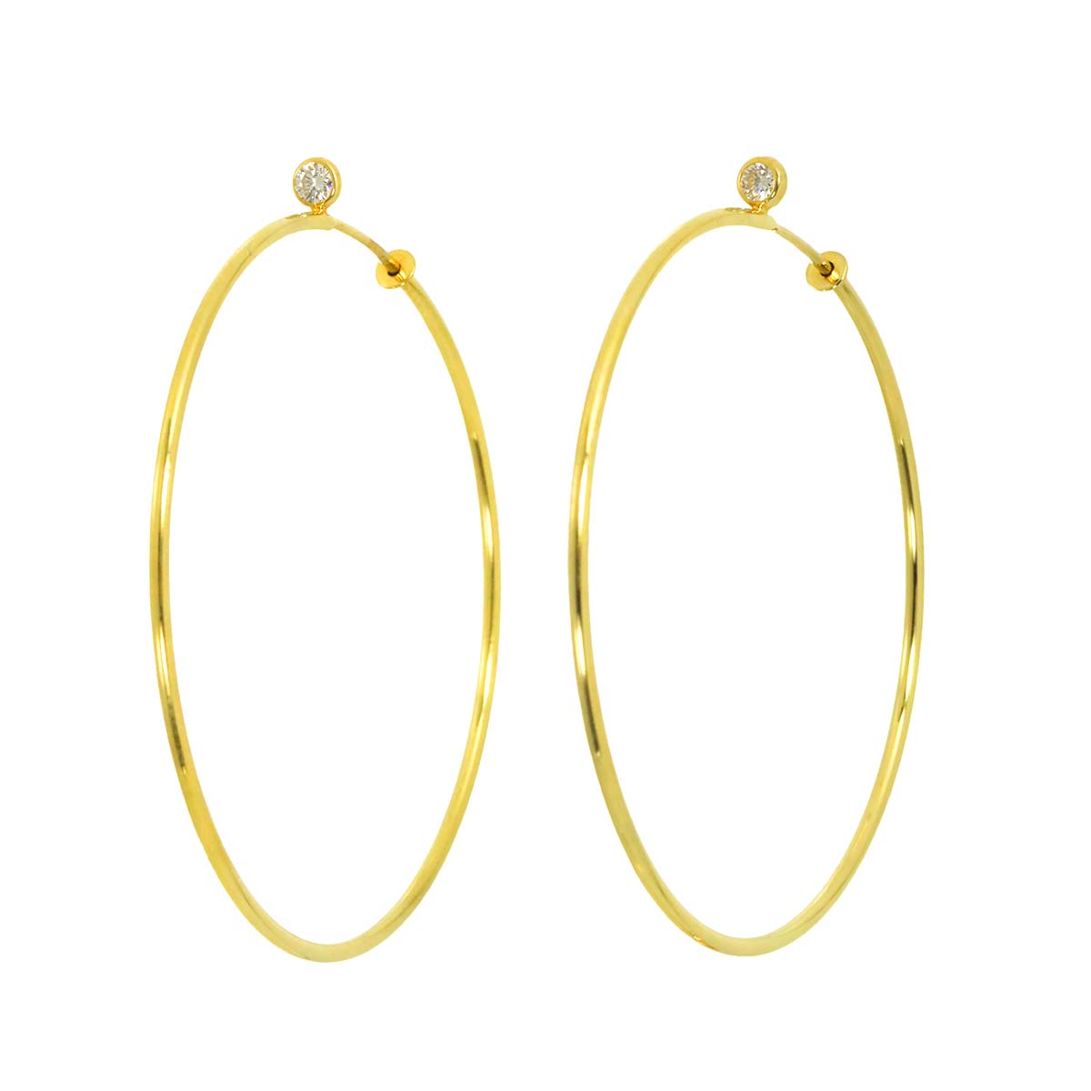 Hoop Diamond Earring Pierced 18K YG 750