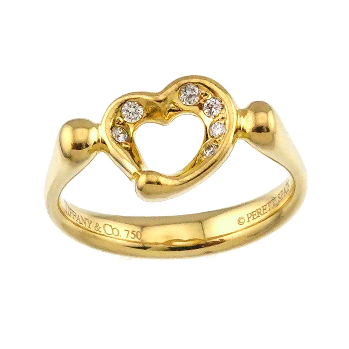 Open Heart Diamond Ring 18K YG 750 Size4.75-5(US)