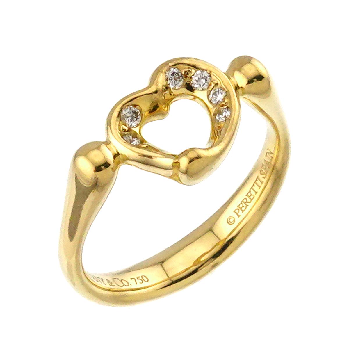 Open Heart Diamond Ring 18K YG 750 Size4.75-5(US)