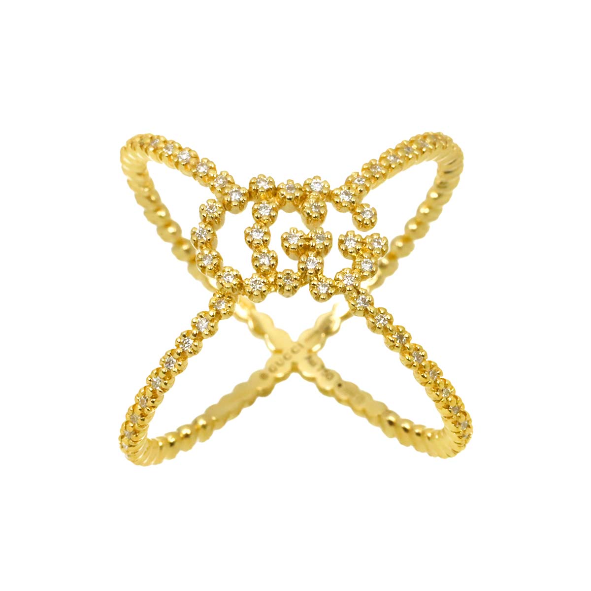 Diamond Ring 18K Yellow Gold 750 Size11 5.5-5.75(US)