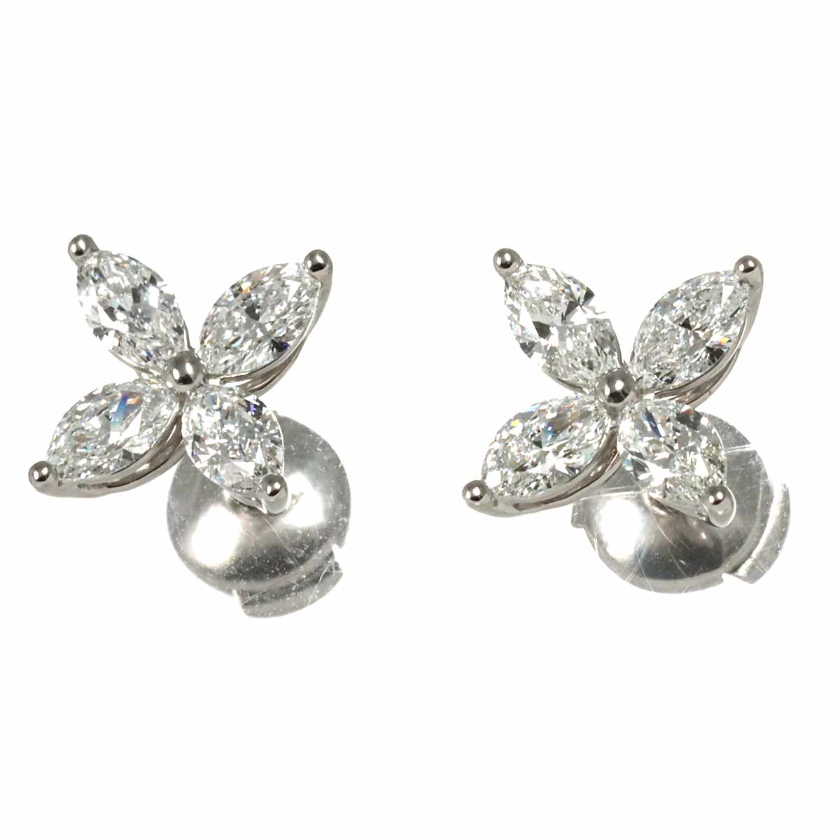 Victoria Large Diamond Earrings Pierced Pt Platinum