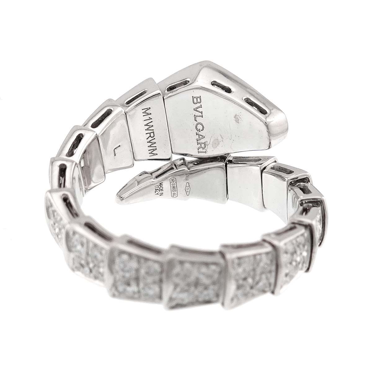 Serpenti Viper Diamond Ring 18K White Gold 750 size L