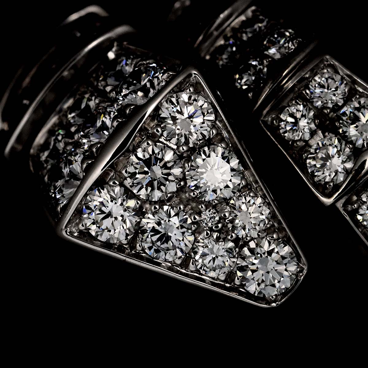 Serpenti Viper Diamond Ring 18K White Gold 750 size L