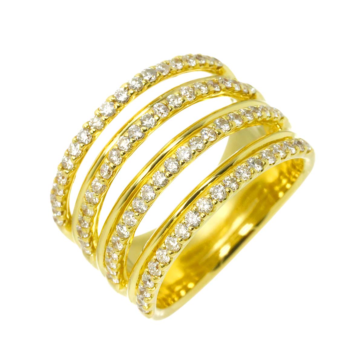 Diamond 1.00ct Ring 18K YG Yellow Gold 750 Size6.5-6.75(US)