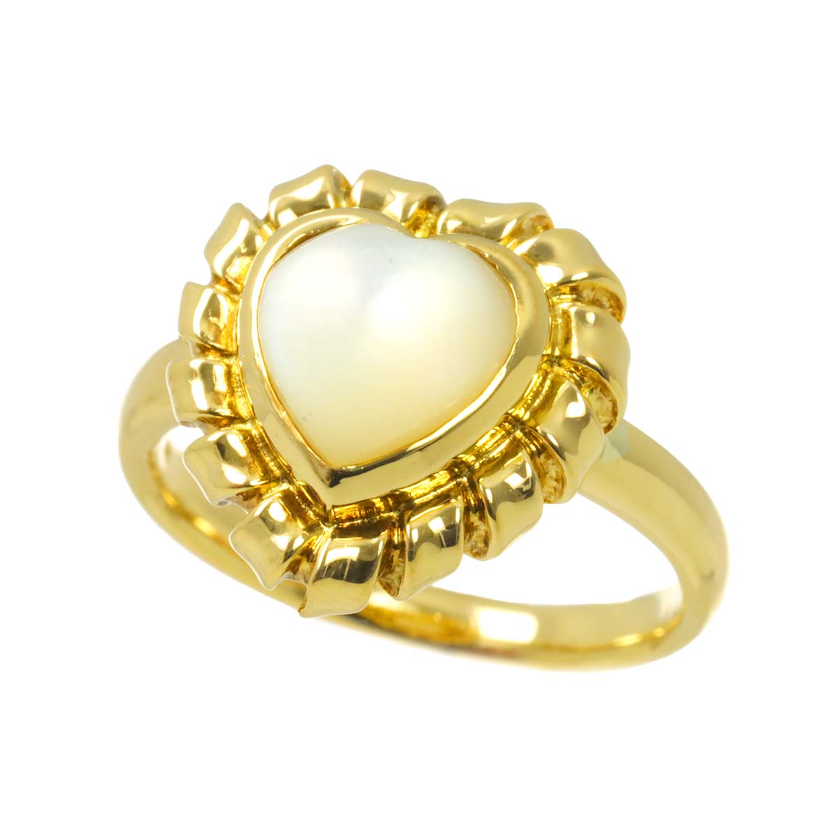 MOP Heart Ring 18K YG 750 size6.25-6.5(US)