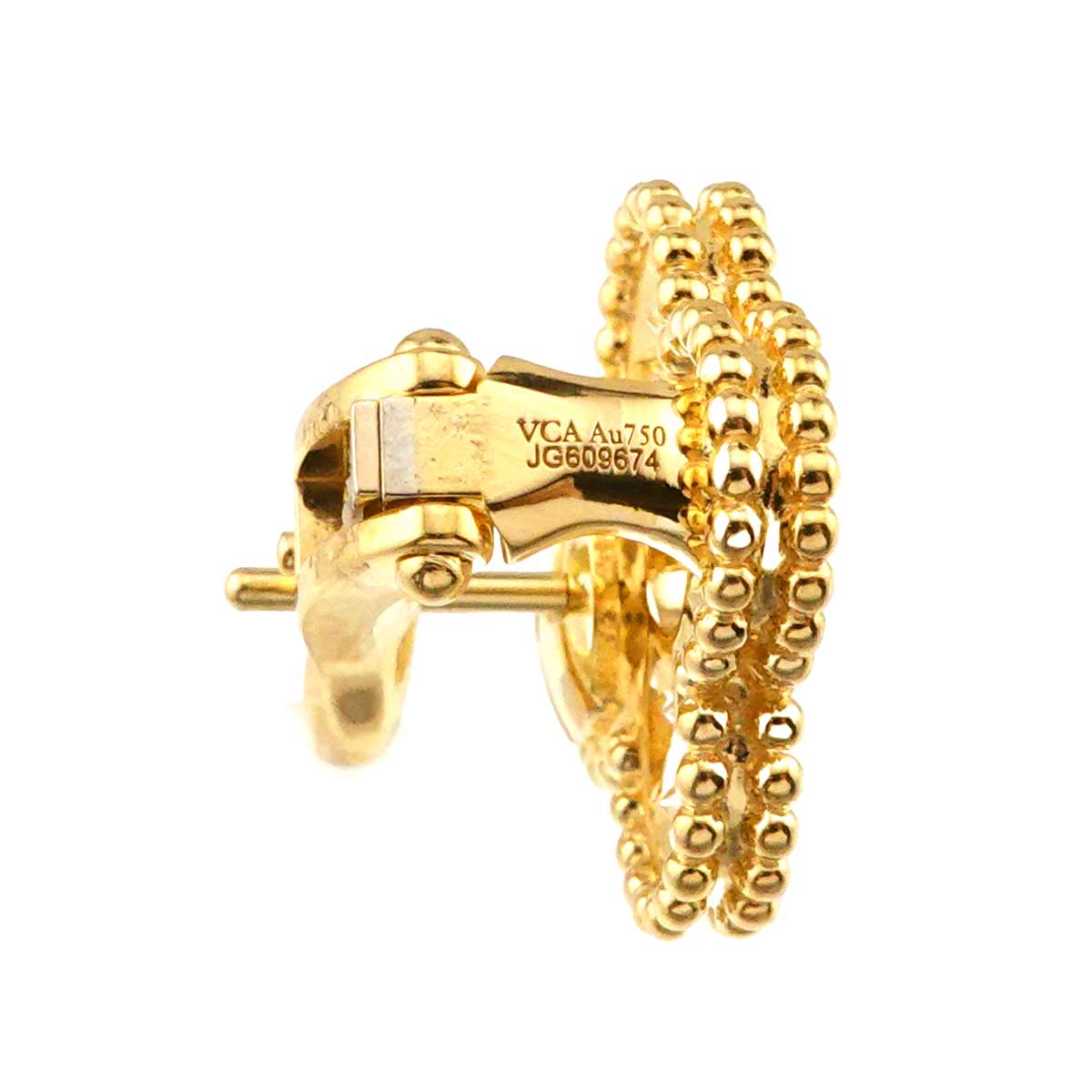 Vintage Alhambra Diamond Earrings Pierced 18K YG 750