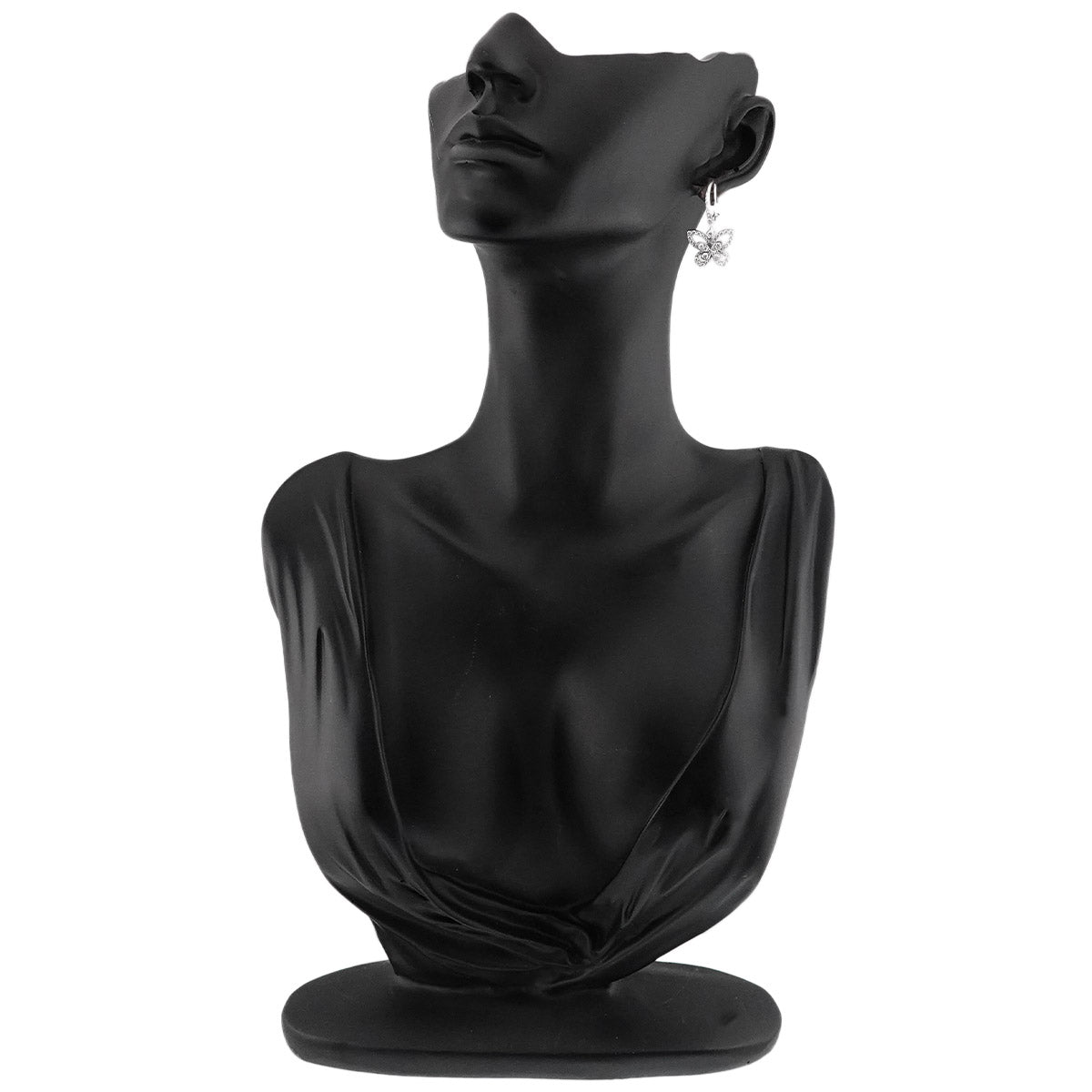 Butterfly Diamond Drop Earrings Pierced 18K WG 750