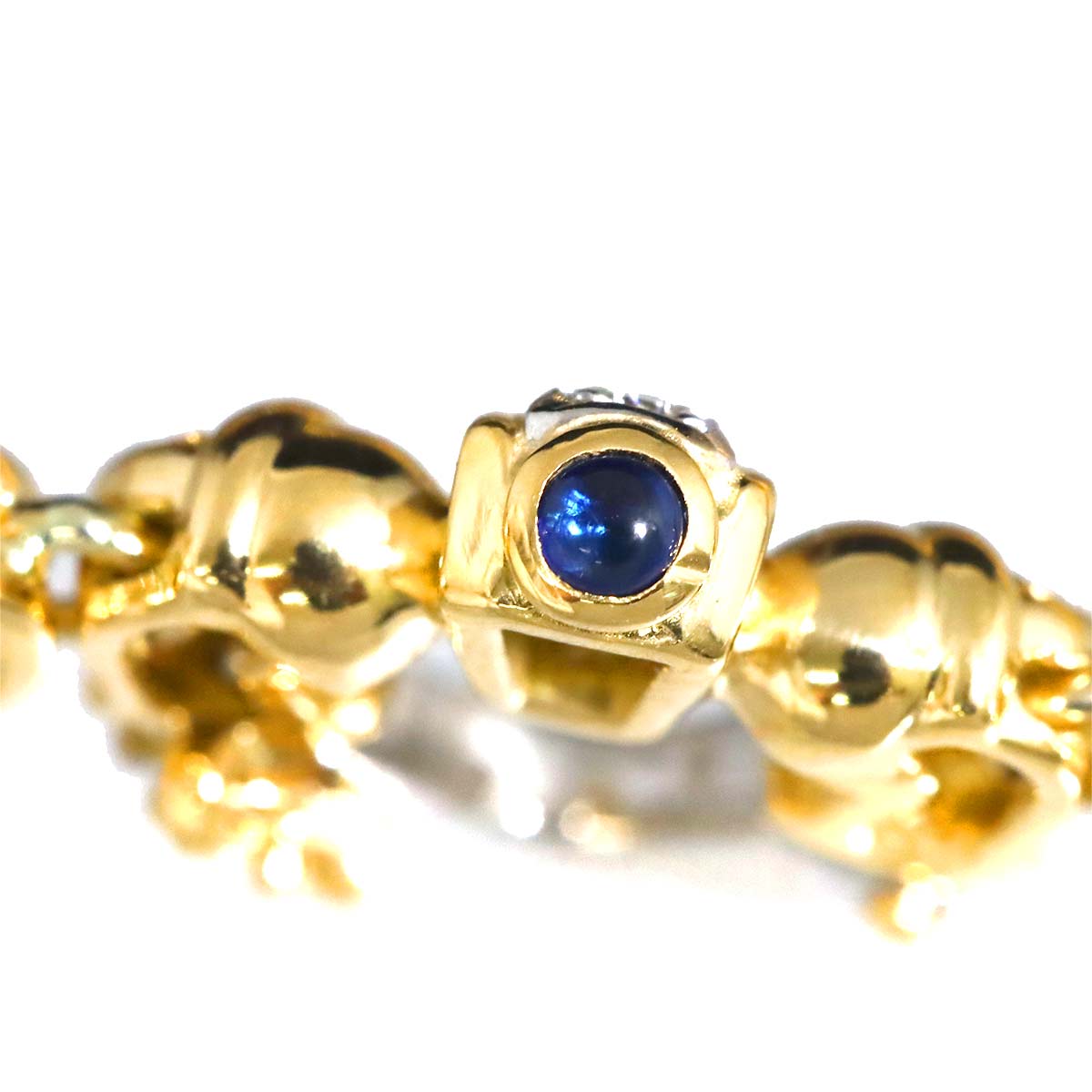 Diamond 0.38ct Sapphire 0.05ct Onyx Necklace Pt 18K YG