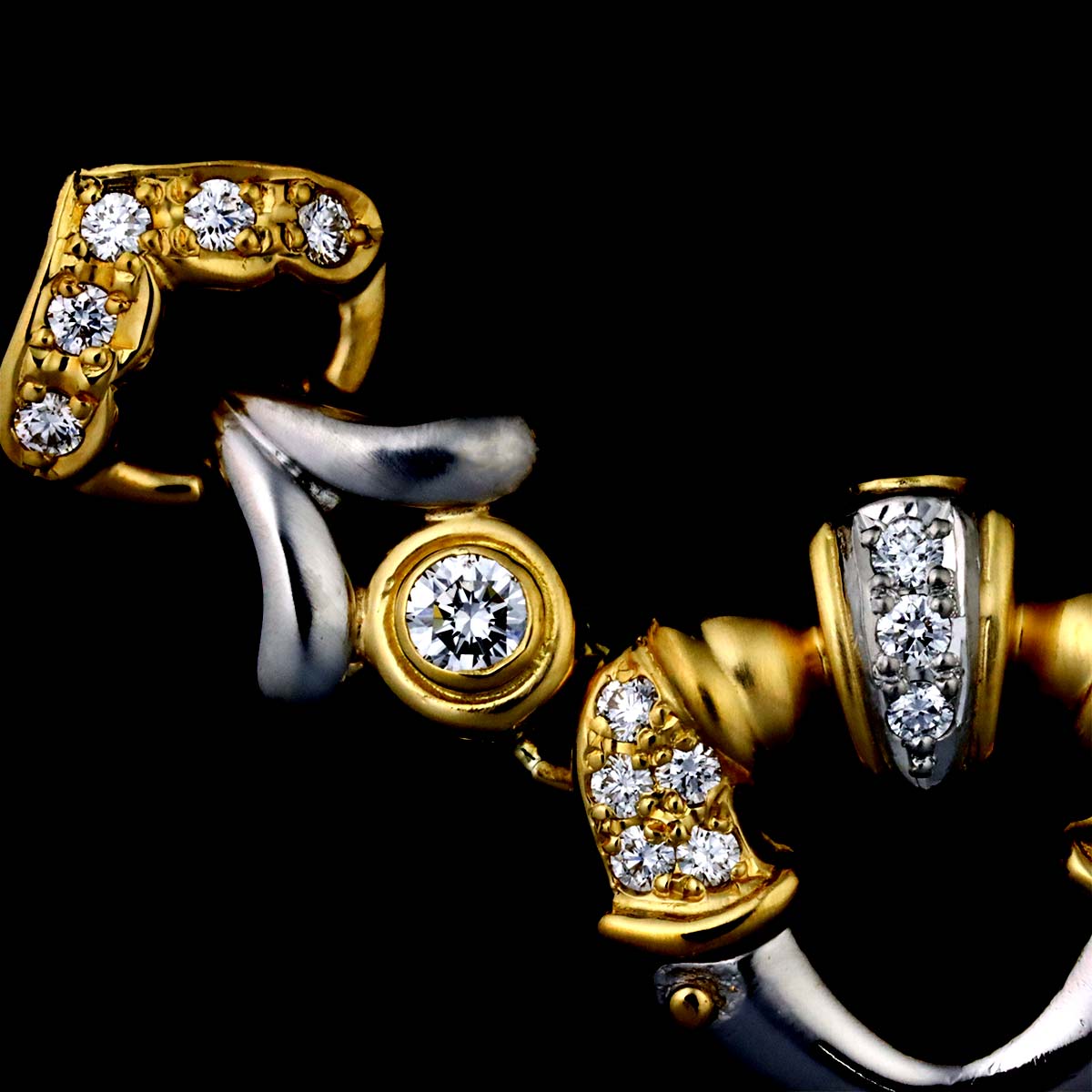 Diamond 0.38ct Sapphire 0.05ct Onyx Necklace Pt 18K YG