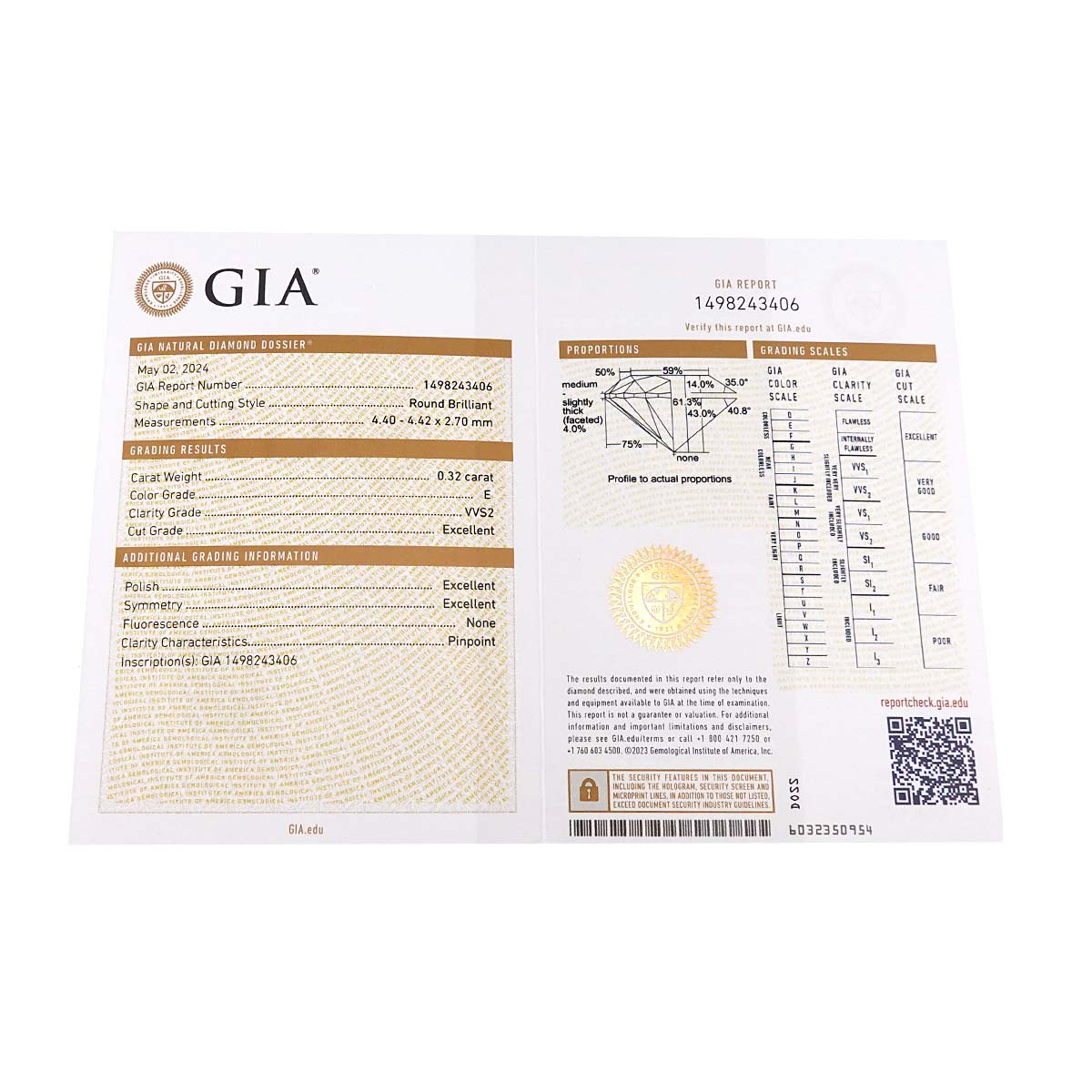 Diamond 0.32ct E/VVS2/3EX Ring Pt size47 4(US)